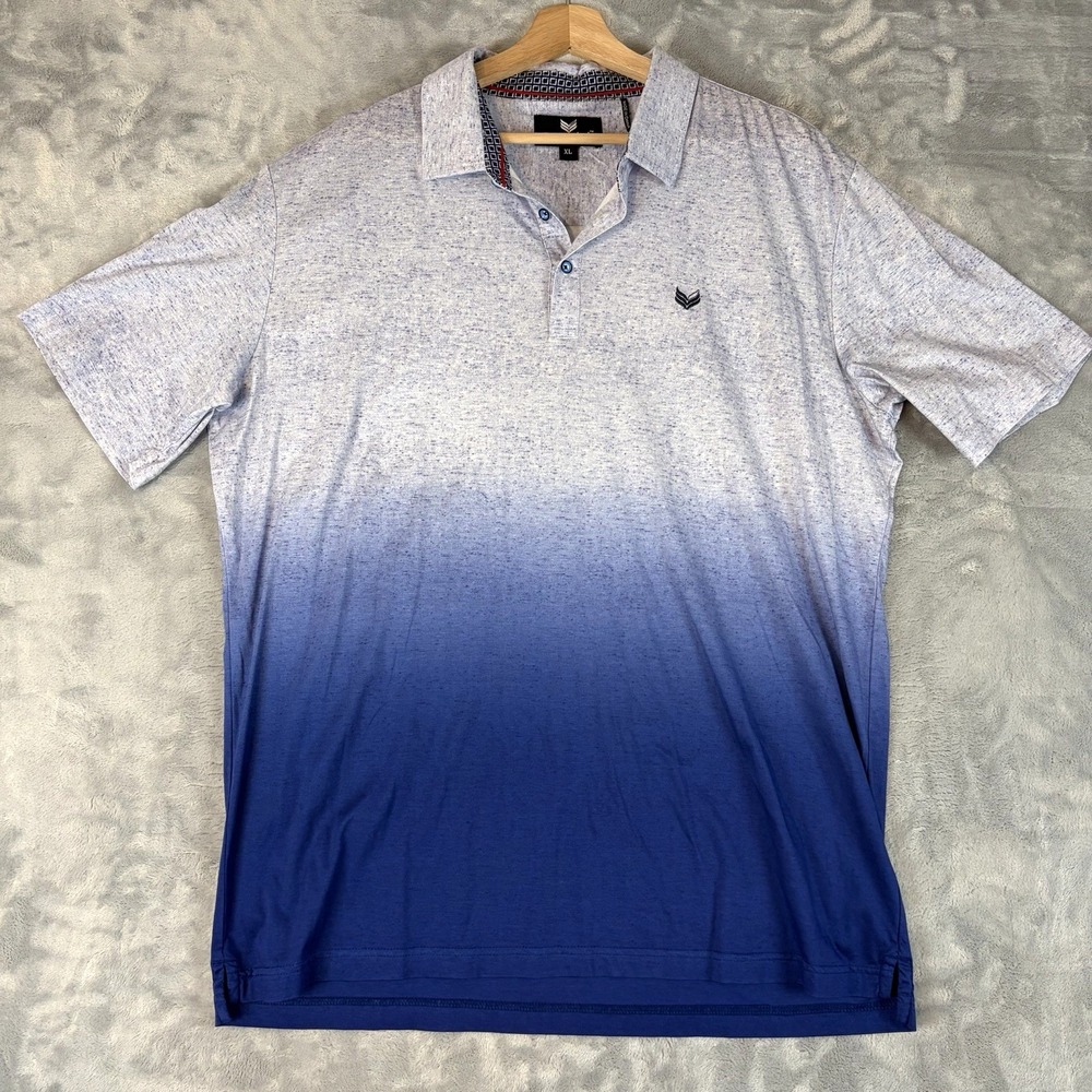 Butter Cloth Polo Shirt Cotton Blue Mens XL Cotton Short Sleeve Dip Dye